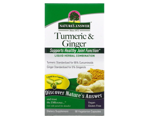 Nature's Answer, Куркума и имбирь, 90 вегетарианских капсул Nature's Answer, Куркума и имбирь, 90 вегетарианских капсул