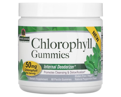 Nature's Answer, Chlorophyll Gummies, Natural Peppermint, 25 mg, 60 Pectin Gummies Nature's Answer, Chlorophyll Gummies, Natural Peppermint, 25 mg, 60 Pectin Gummies