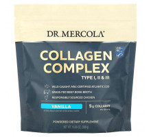 Коллаген Dr. Mercola, Collagen Complex Type l, ll & lll, ваниль, 5 г, 309 г (10,89 унции)