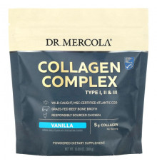 Коллаген Dr. Mercola, Collagen Complex Type l, ll & lll, ваниль, 5 г, 309 г (10,89 унции)