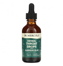 Растительные экстракты и настойки Dr. Mercola, Herbal Throat Drops with Slippery Elm, 2 fl oz (60 ml)