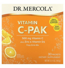 Витамин C Dr. Mercola, Витамин C-PAK, натуральный апельсин, 500 мг, 30 пакетиков по 4,84 г (0,17 унции)
