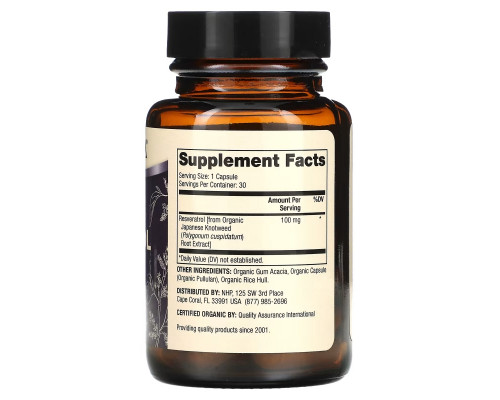 Dr. Mercola, Organic Resveratrol, 100 mg, 30 Capsules Dr. Mercola, Organic Resveratrol, 100 mg, 30 Capsules