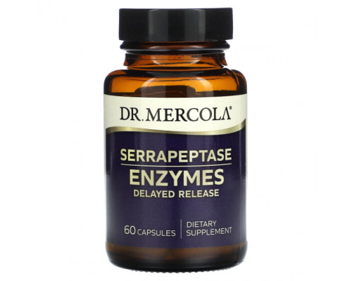 Для пищеварительной системы Dr. Mercola, Ферменты серрапептазы, 60 капсул Для пищеварительной системы Dr. Mercola, Ферменты серрапептазы, 60 капсул