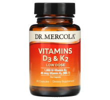 Dr. Mercola, Vitamins D3 & K2 Low Dose, 30 Capsules