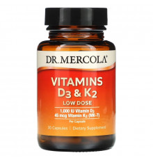 Dr. Mercola, Vitamins D3 & K2 Low Dose, 30 Capsules