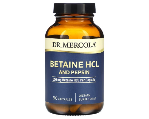 Dr. Mercola, Betaine HCL and Pepsin, 650 mg, 90 Capsules Dr. Mercola, Betaine HCL and Pepsin, 650 mg, 90 Capsules