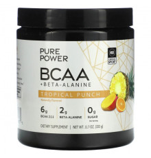Аминокислоты Dr. Mercola, Pure Power BCAA + бета - аланин, тропический пунш, 333 г (11,7 унции)