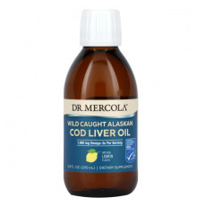 Рыбий жир и Омега 3, 6, 9 Dr. Mercola, Жир печени дикой аляскинской трески, лимон, 200 мл (6,8 жидк. Унции)