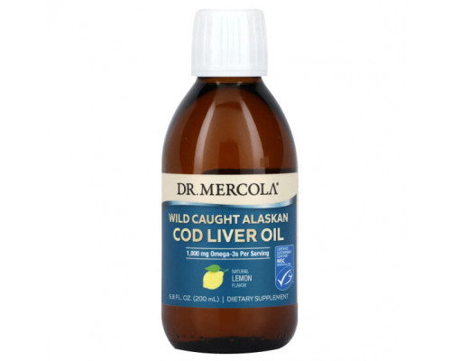 Рыбий жир и Омега 3, 6, 9 Dr. Mercola, Жир печени дикой аляскинской трески, лимон, 200 мл (6,8 жидк. Унции) Рыбий жир и Омега 3, 6, 9 Dr. Mercola, Жир печени дикой аляскинской трески, лимон, 200 мл (6,8 жидк. Унции)