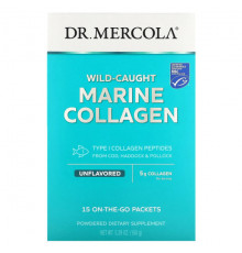 Для мышц и суставов Dr. Mercola, Морской коллаген из диких животных, без добавок, 15 пакетиков