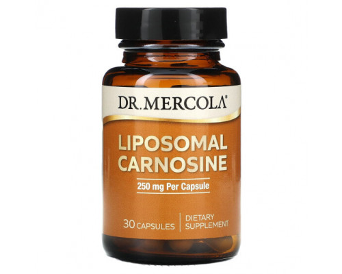 Аминокислоты Dr. Mercola, Липосомальный карнозин, 250 мг, 30 капсул Аминокислоты Dr. Mercola, Липосомальный карнозин, 250 мг, 30 капсул