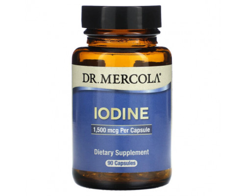 Йод Dr. Mercola, Йод, 1500 мкг, 90 капсул Йод Dr. Mercola, Йод, 1500 мкг, 90 капсул