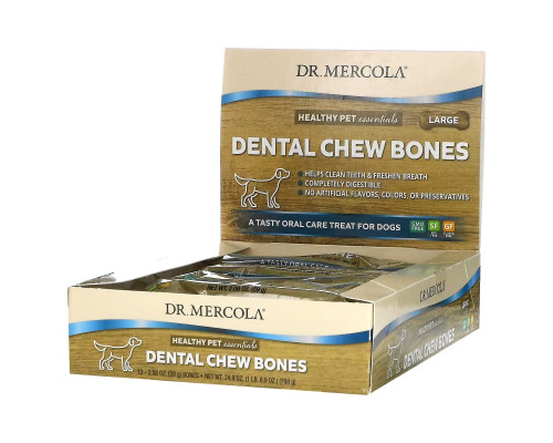 Dr. Mercola, Dental Chew Bone, Large, для собак, 12 костей, 61 г (2,15 унции)