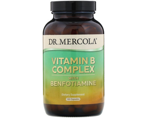 Dr. Mercola, Комплекс витаминов группы B с бенфотиамином, 180 капсул Dr. Mercola, Комплекс витаминов группы B с бенфотиамином, 180 капсул
