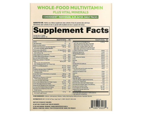 Dr. Mercola, Whole-Food Multivitamin A.M. & P.M. Daily Packs, 30 Dual Packs Dr. Mercola, Whole-Food Multivitamin A.M. & P.M. Daily Packs, 30 Dual Packs