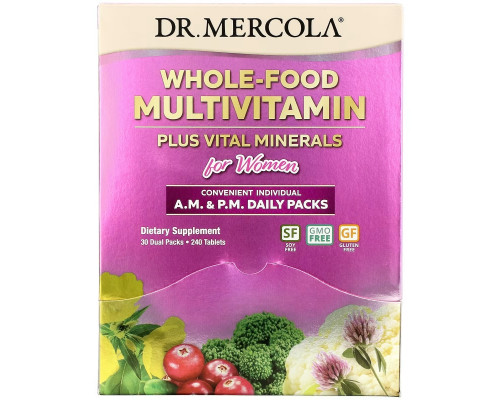 Dr. Mercola, Whole-Food Multivitamin Plus Vital Minerals for Women, A.M. & P.M. Daily Packs, 30 Dual Packs Dr. Mercola, Whole-Food Multivitamin Plus Vital Minerals for Women, A.M. & P.M. Daily Packs, 30 Dual Packs