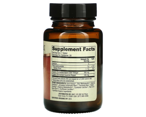 Dr. Mercola, Organic Fermented Apple Cider Vinegar and Cayenne, 30 Tablets