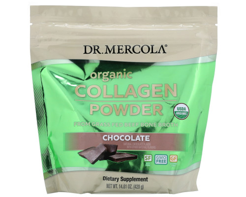 Dr. Mercola, Organic Collagen Powder From Grass Fed Beef Bone Broth, Chocolate, 14.81 oz (420 g) Dr. Mercola, Organic Collagen Powder From Grass Fed Beef Bone Broth, Chocolate, 14.81 oz (420 g)