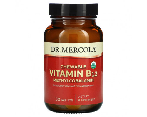 Витамины группы B Dr. Mercola, Жевательный метилкобаламин с витамином B12, натуральная вишня, 30 таблеток Витамины группы B Dr. Mercola, Жевательный метилкобаламин с витамином B12, натуральная вишня, 30 таблеток