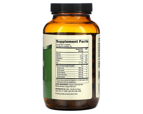 Dr. Mercola, Комплекс говяжьих органов травяного откорма, 180 капсул Dr. Mercola, Комплекс говяжьих органов травяного откорма, 180 капсул