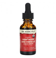 Растительные экстракты и настойки Dr. Mercola, Органические жидкие капли боярышника и гибискуса, 30 мл (1 жидк. Унция)