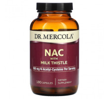 Антиоксиданты Dr. Mercola, NAC With Milk Thistle, 250 mg, 180 Capsules