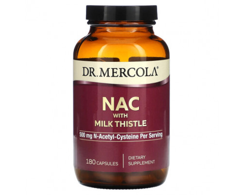 Антиоксиданты Dr. Mercola, NAC With Milk Thistle, 250 mg, 180 Capsules Антиоксиданты Dr. Mercola, NAC With Milk Thistle, 250 mg, 180 Capsules
