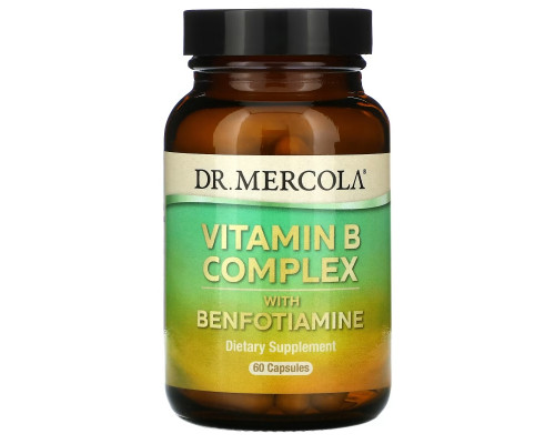 Dr. Mercola, Комплекс витамина B с бенфотиамином, 60 капсул Dr. Mercola, Комплекс витамина B с бенфотиамином, 60 капсул