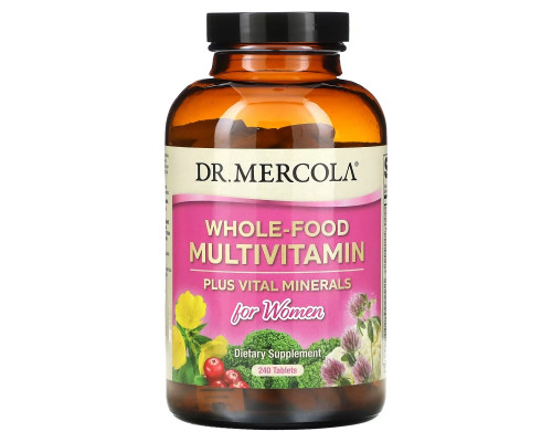 Dr. Mercola, Мультивитамины из цельных продуктов плюс необходимые микроэлементы для женщин, 240 таблеток Dr. Mercola, Мультивитамины из цельных продуктов плюс необходимые микроэлементы для женщин, 240 таблеток