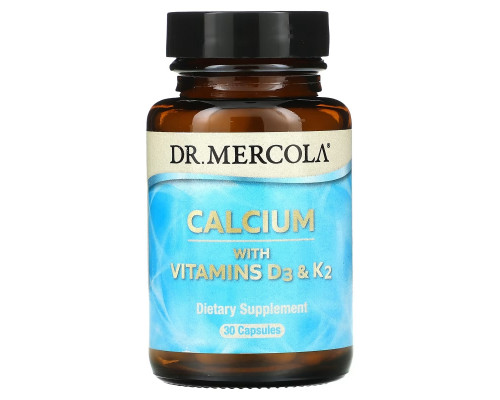 Dr. Mercola, Кальций с витаминами D3 & K2, 30 капсул Dr. Mercola, Кальций с витаминами D3 & K2, 30 капсул