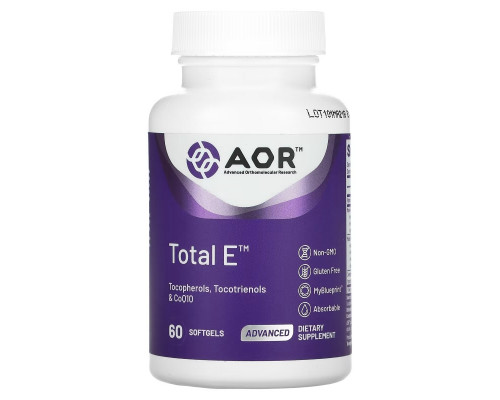 Advanced Orthomolecular Research AOR, Advanced Series, Total E, комплекс витамина Е, 60 мягких таблеток Advanced Orthomolecular Research AOR, Advanced Series, Total E, комплекс витамина Е, 60 мягких таблеток