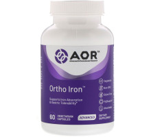 Advanced Orthomolecular Research AOR, Ортомолекулярное железо, 60 вегетарианских капсул