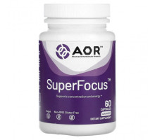 Улучшение памяти и работы мозга Advanced Orthomolecular Research AOR, SuperFocus, 60 капсул