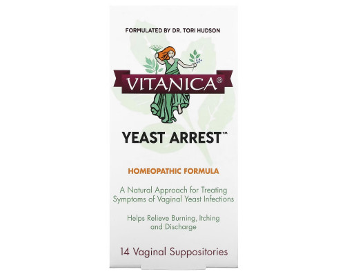 Vitanica, Yeast Arrest, 14 вагинальных суппозиториев Vitanica, Yeast Arrest, 14 вагинальных суппозиториев