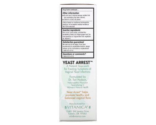 Vitanica, Yeast Arrest, 28 Vaginal Suppositories Vitanica, Yeast Arrest, 28 Vaginal Suppositories