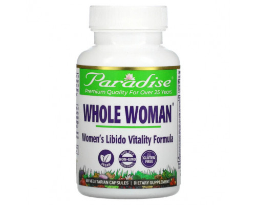 Женское здоровье Paradise Herbs, Whole Woman, формула для поддержки жизненной силы женского либидо, 60 вегетарианских капсул Женское здоровье Paradise Herbs, Whole Woman, формула для поддержки жизненной силы женского либидо, 60 вегетарианских капсул