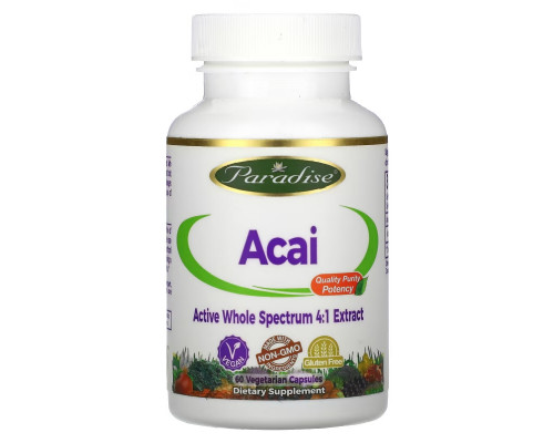 Paradise Herbs, Асаи, 60 вегетарианских капсул Paradise Herbs, Асаи, 60 вегетарианских капсул
