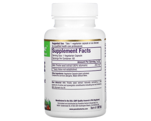 Paradise Herbs Расторопша 60 растительных капсул Paradise Herbs Расторопша 60 растительных капсул