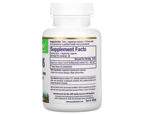 Paradise Herbs, Бета-глюканы, без дрожжей, 60 растительных капсул Paradise Herbs, Бета-глюканы, без дрожжей, 60 растительных капсул