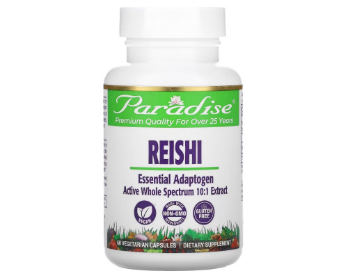 Paradise Herbs Paradise Herbs рейши наилучший красный трутовик лакированный 60 вегетарианских капсул Paradise Herbs Paradise Herbs рейши наилучший красный трутовик лакированный 60 вегетарианских капсул