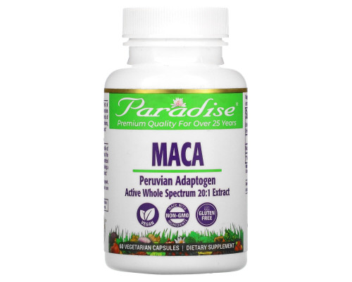 Paradise Herbs Перуанское золото мака 60 вегетарианских капсул Paradise Herbs Перуанское золото мака 60 вегетарианских капсул