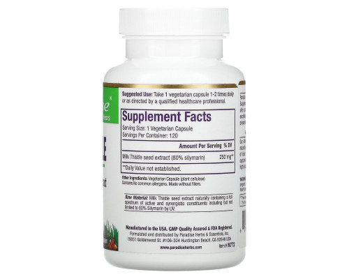 Paradise Herbs Расторопша 120 растительных капсул Paradise Herbs Расторопша 120 растительных капсул