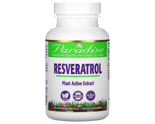 Paradise Herbs, Ресвератрол, 180 овощных капсул Paradise Herbs, Ресвератрол, 180 овощных капсул