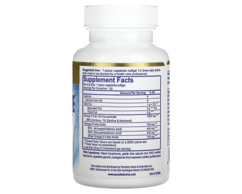 Paradise Herbs Омега-3 30 жидких капсул Paradise Herbs Омега-3 30 жидких капсул