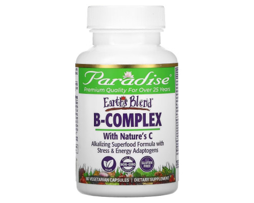 Paradise Herbs, Earth's Blend, B-Complex with Nature's C, 60 Vegetarian Capsules