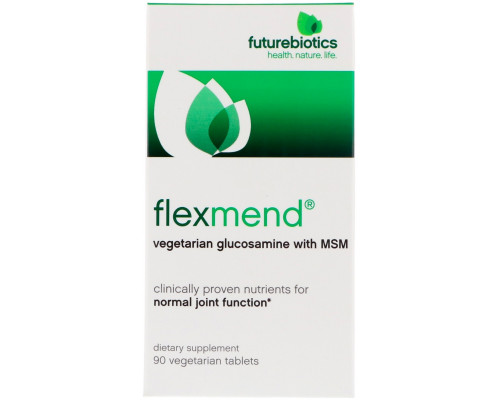 FutureBiotics, FlexMend, вегетарианский глюкозамин с МСМ, 90 вегетарианских капсул FutureBiotics, FlexMend, вегетарианский глюкозамин с МСМ, 90 вегетарианских капсул