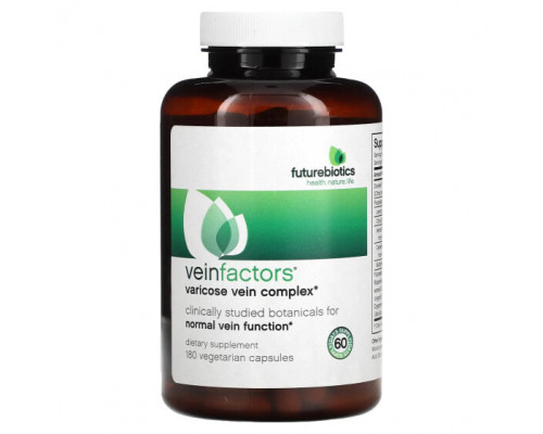 Растительные экстракты и настойки Futurebiotics, VeinFactors, Комплекс при варикозном расширении вен, 180 вегетарианских капсул