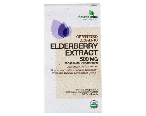 FutureBiotics, Elderberry Extract, 500 mg, 60 Organic Vegetarian Tablets FutureBiotics, Elderberry Extract, 500 mg, 60 Organic Vegetarian Tablets