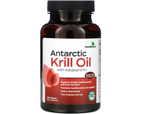 FutureBiotics, Antarctic Krill Oil with Astaxanthin, 1,000 mg, 180 Softgels FutureBiotics, Antarctic Krill Oil with Astaxanthin, 1,000 mg, 180 Softgels